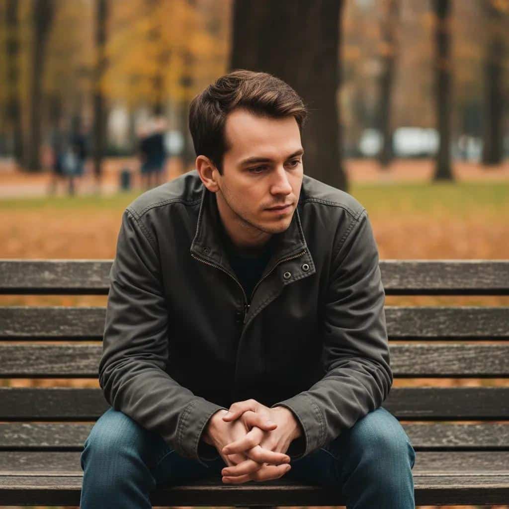 A person sitting alone on a park bench, reflecting feelings of isolation and loneliness