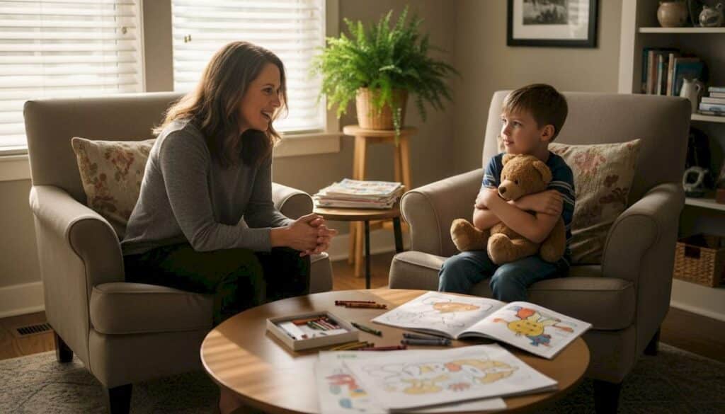 Therapist meeting child for first session