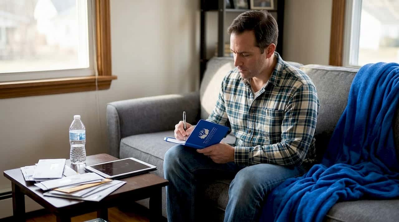 Man taking notes ahead of therapy session