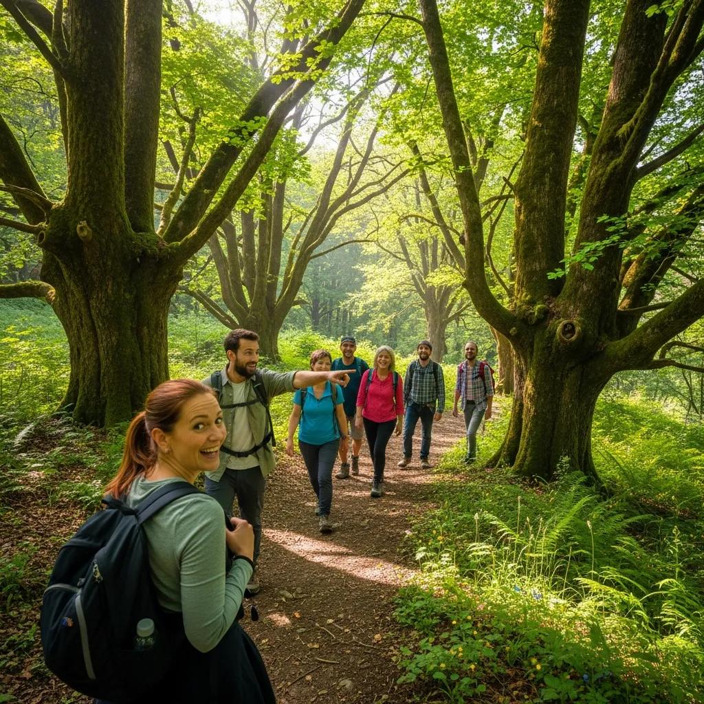 People hiking in a forest — an example of how outdoor activity supports emotional wellness