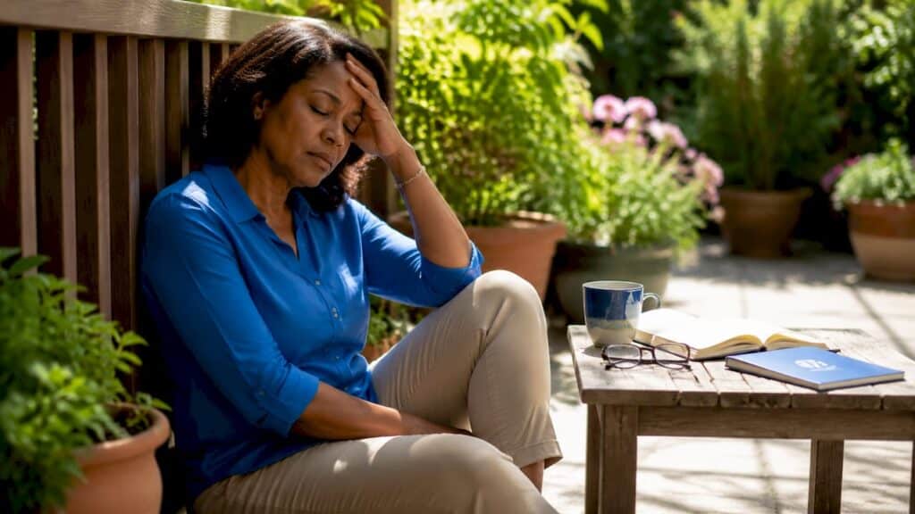 Tired woman showing emotional burnout at home