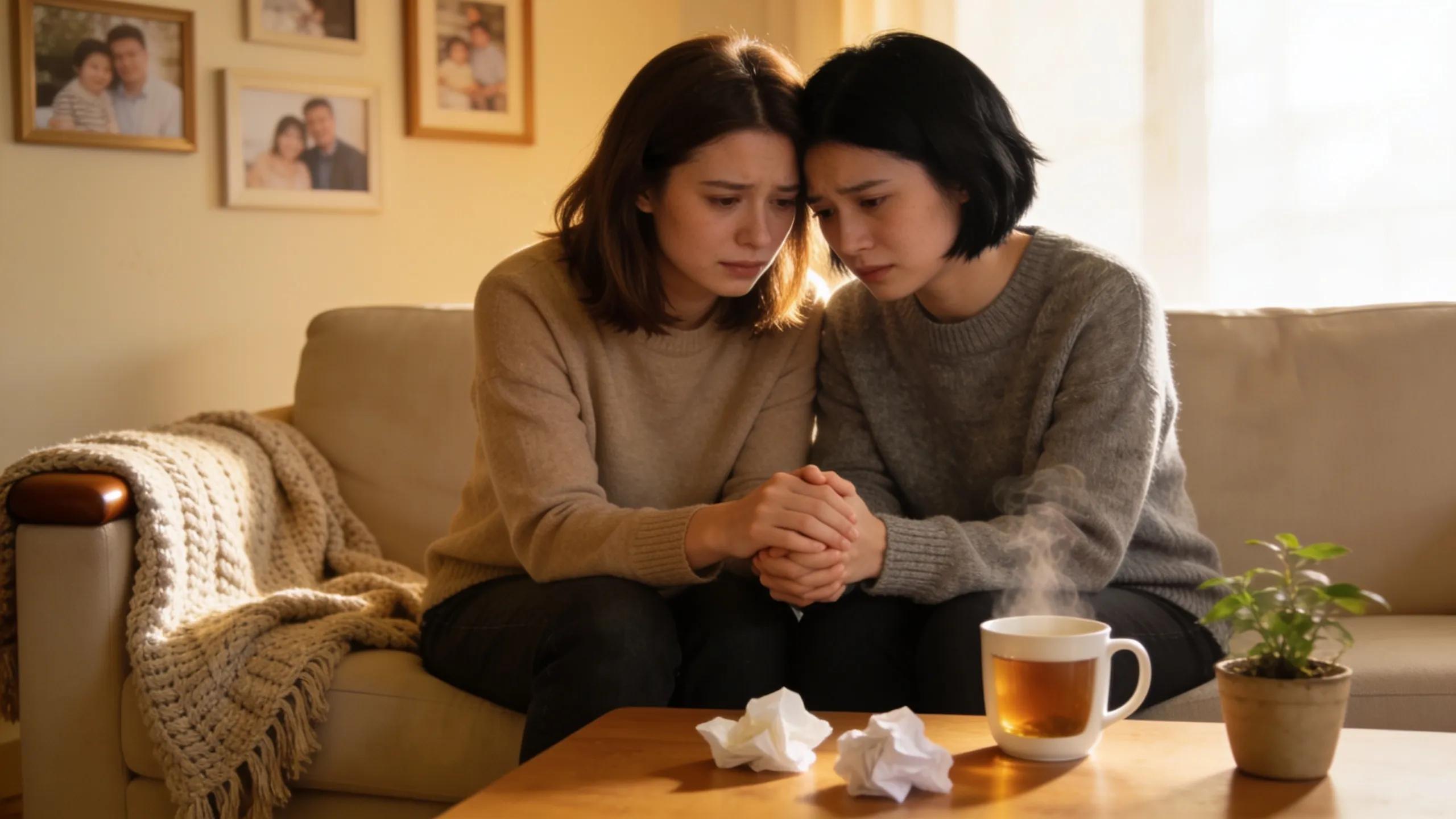 Compassionate support between friends during grief