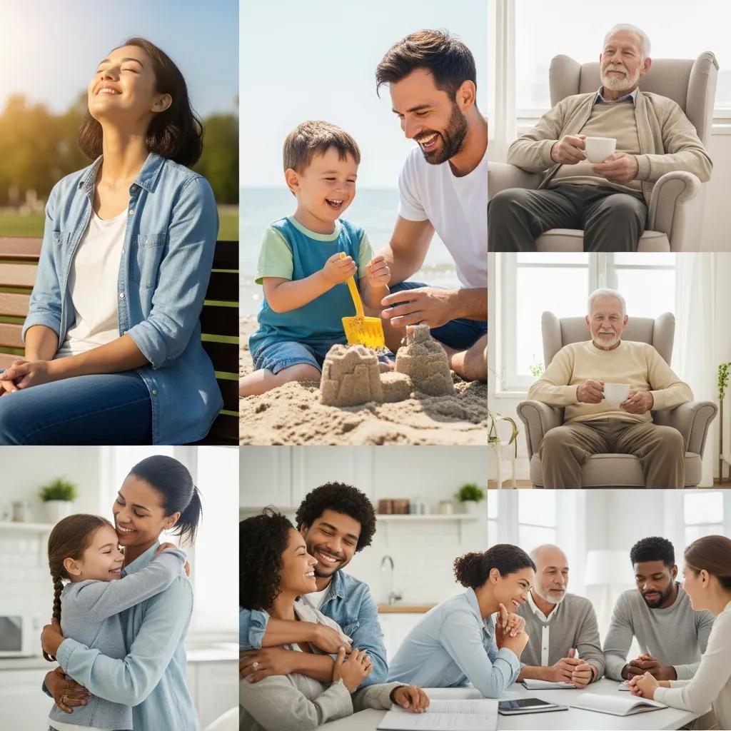 Diverse individuals showing relief and happiness after EMDR therapy, highlighting its benefits