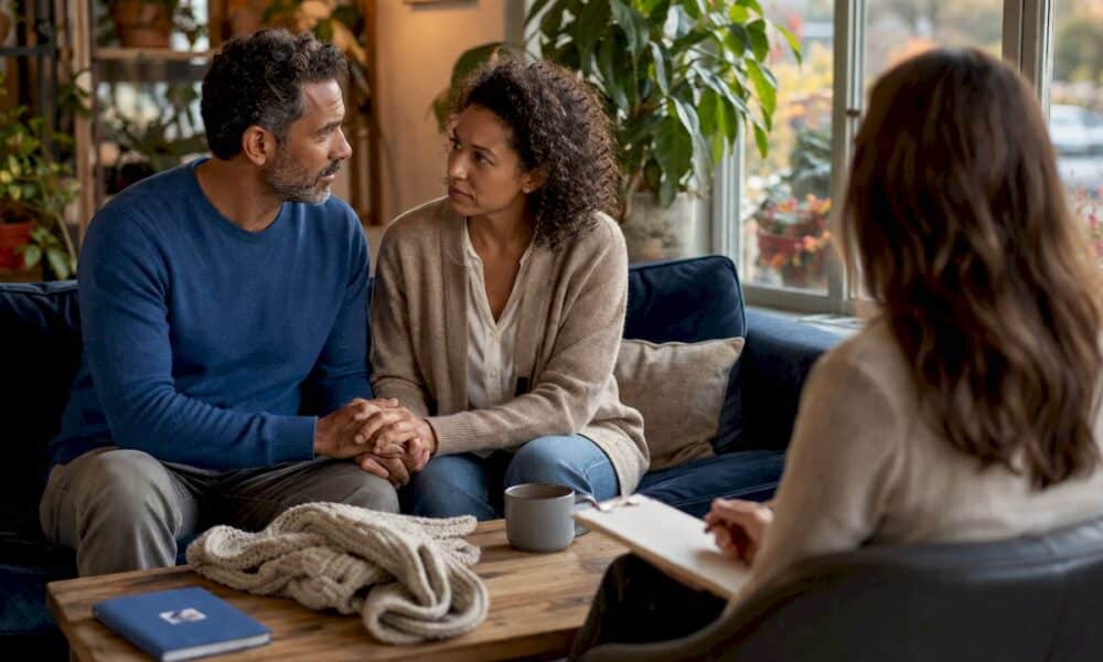 Couple attending marriage counseling session