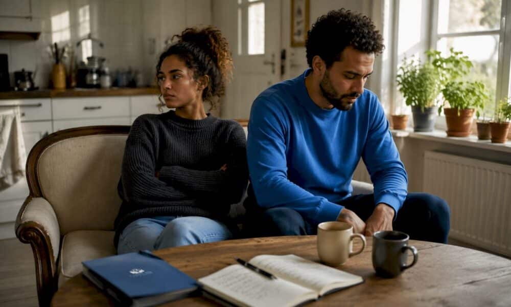 Couple showing codependent relationship tension