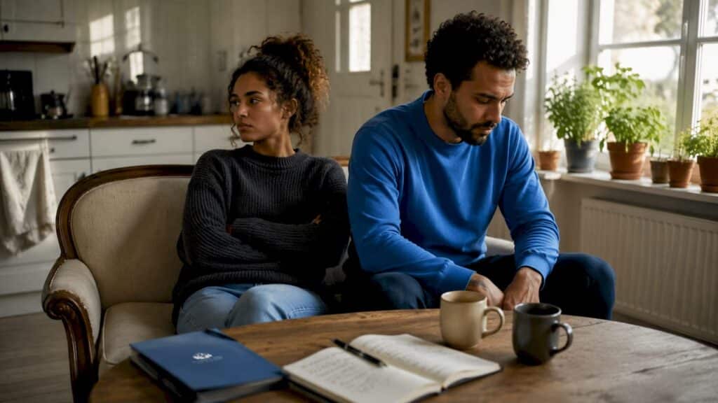 Couple showing codependent relationship tension