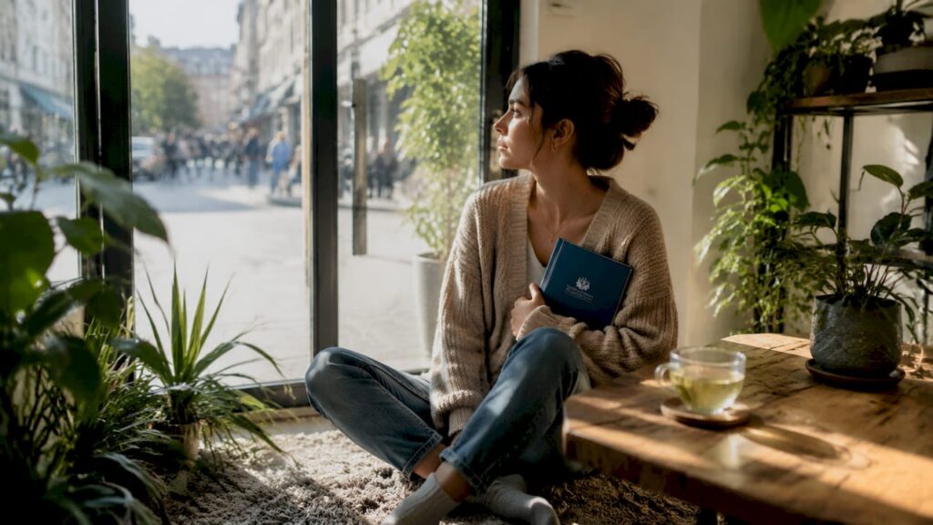 Woman reflecting on emotional self-worth
