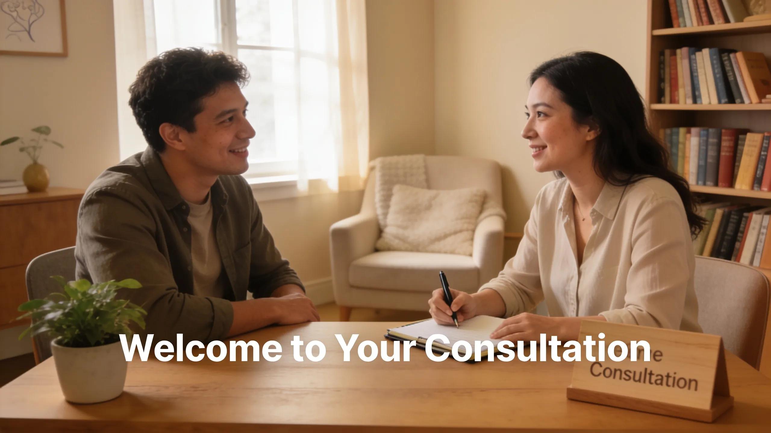 Consultation between a client and therapist, highlighting the importance of compatibility in therapy