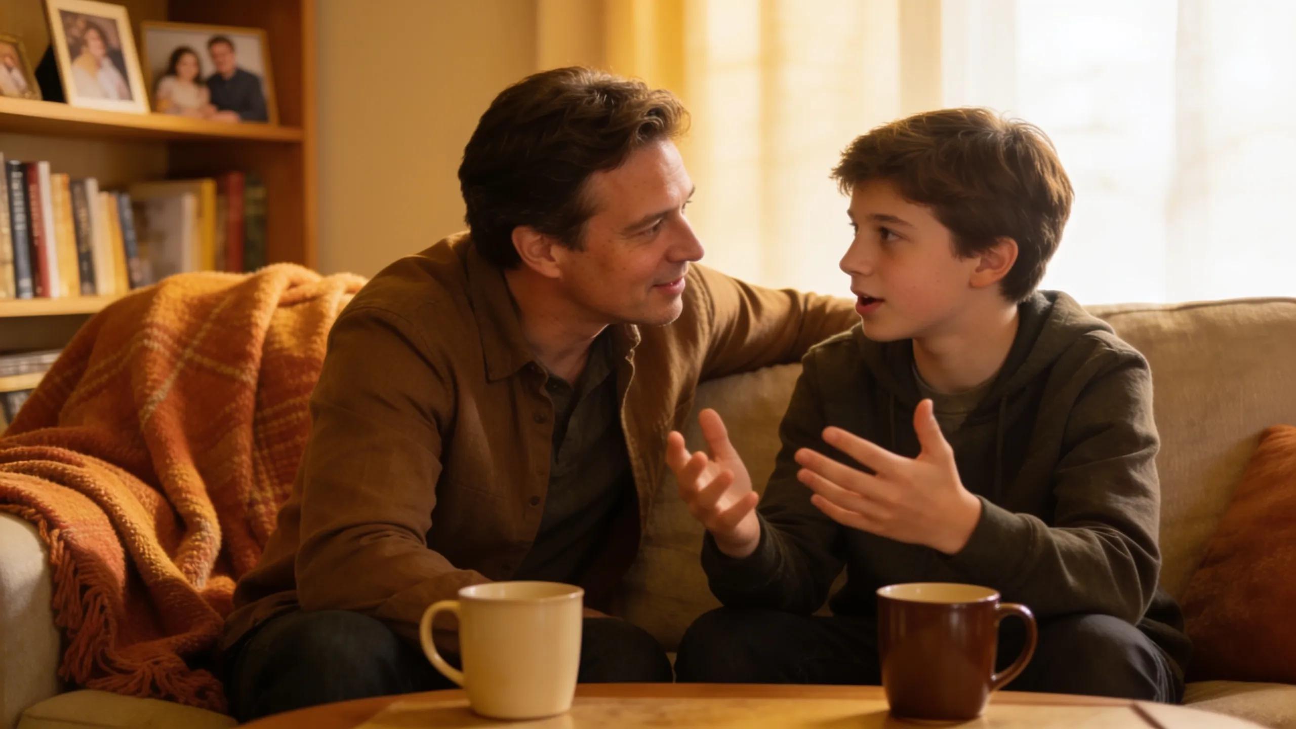 Parent supporting a teenager, illustrating effective strategies for emotional communication