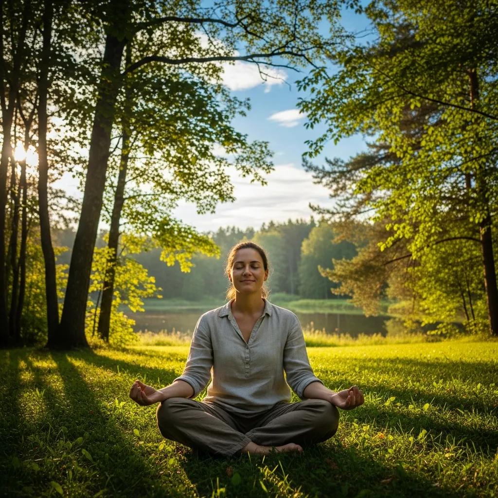 Person practicing mindfulness in nature representing emotional well-being and DBT skills.
