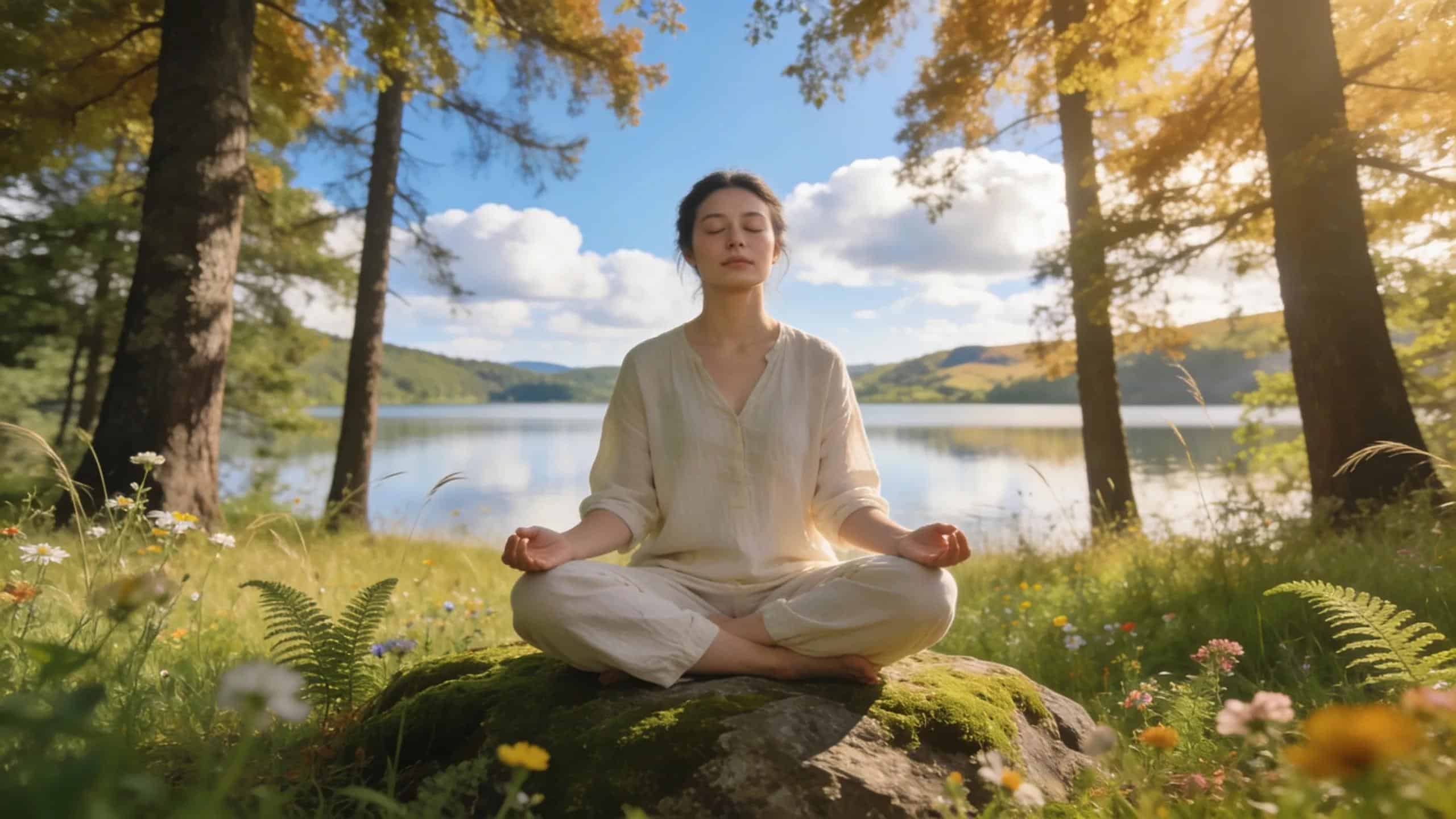 Individual practicing mindfulness outdoors to manage stress effectively