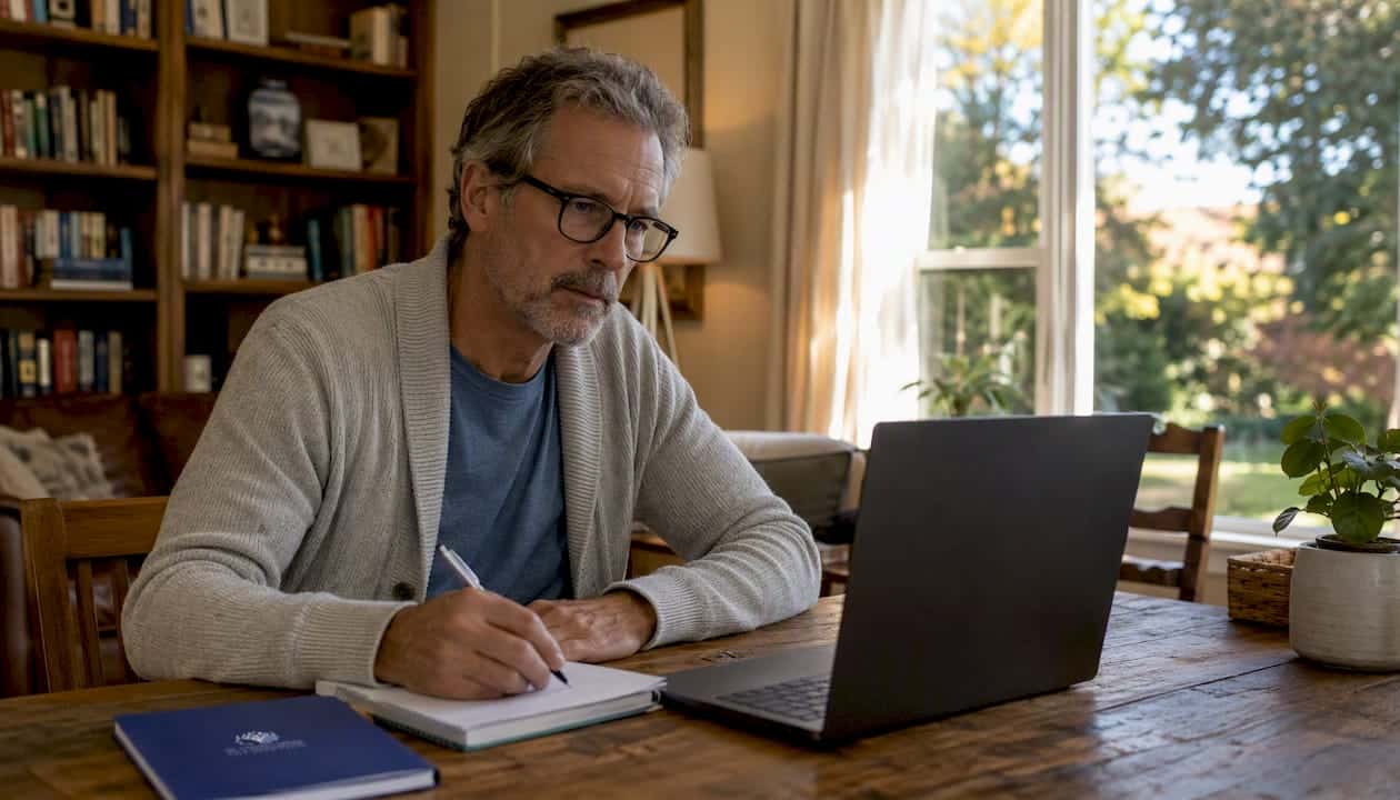 Therapist conducting video call in office