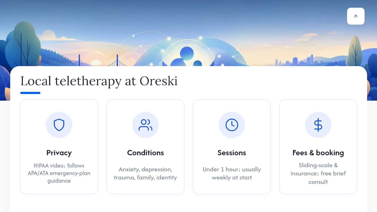 Dr. Stephen Oreski & Associates: local teletherapy for Bergen County teens — overview diagram