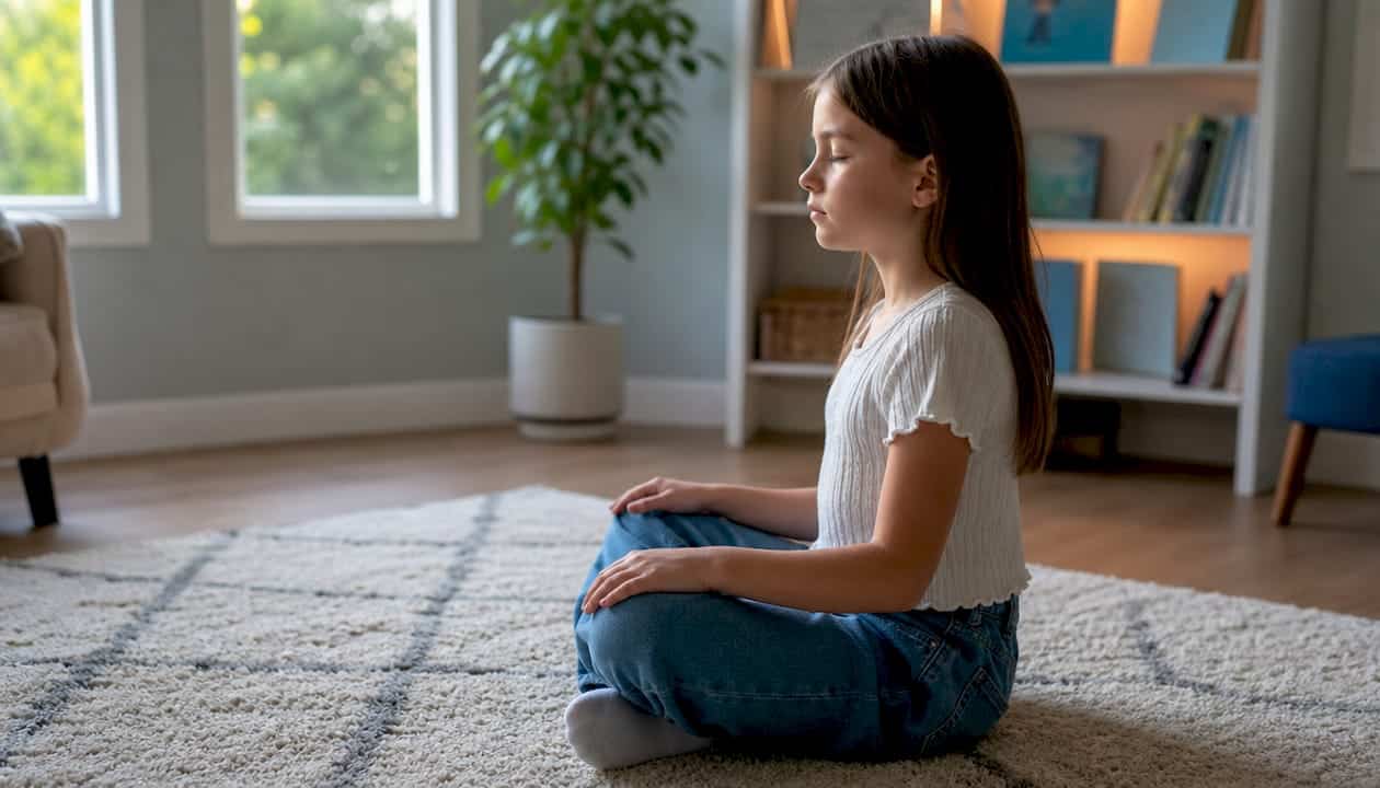 Reflective child showing internal stress response