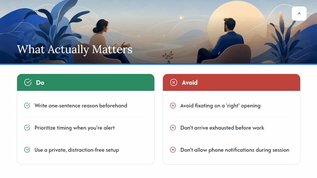 What Actually Matters When You Start Therapy — overview diagram
