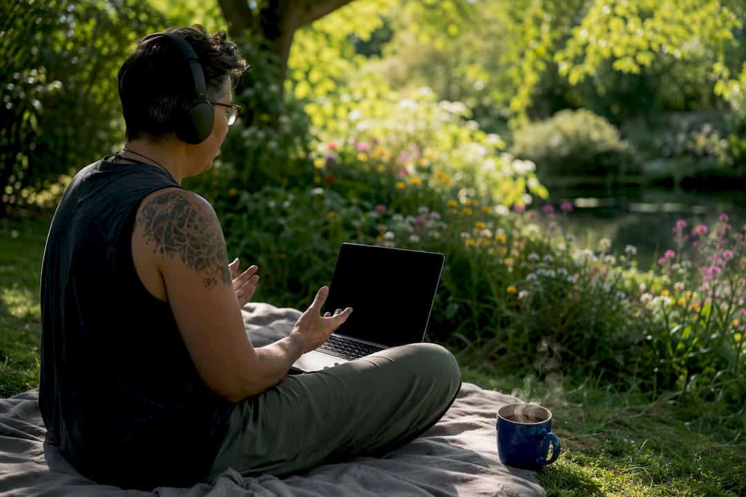 LGBTQIA+ client on remote therapy session