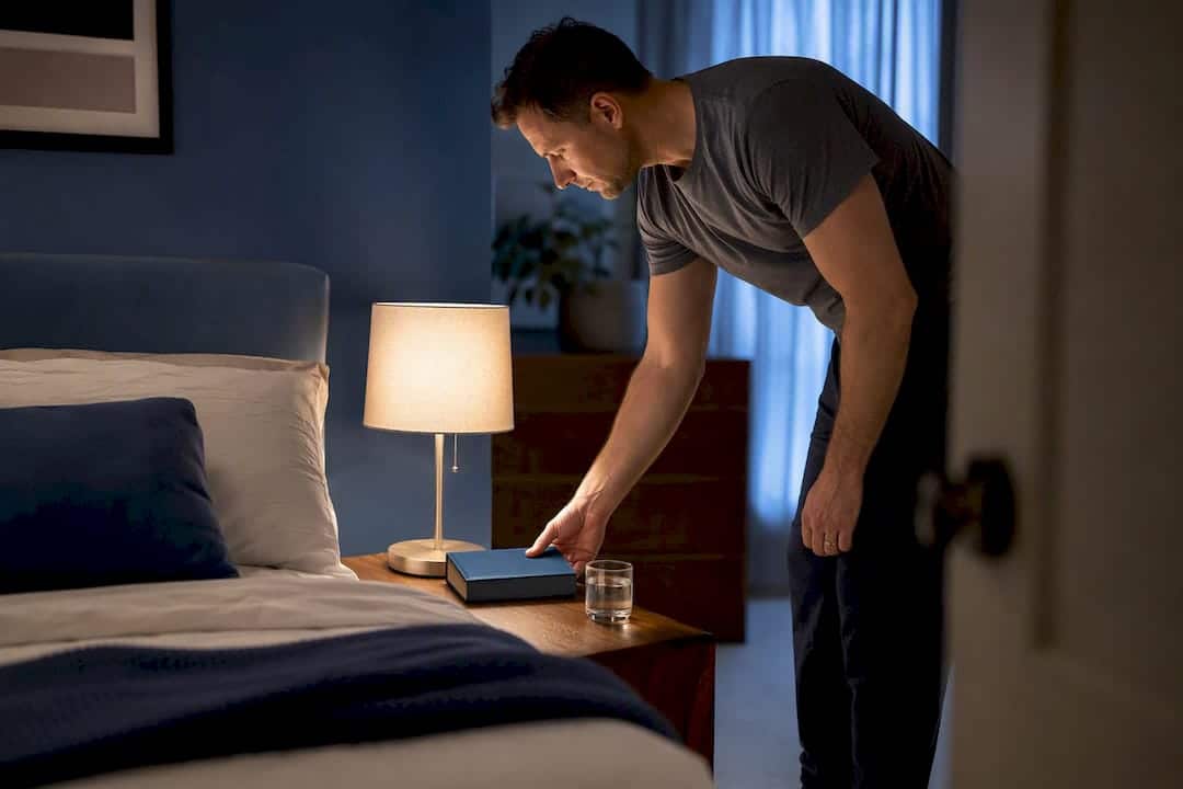 Person preparing a calm bedtime routine