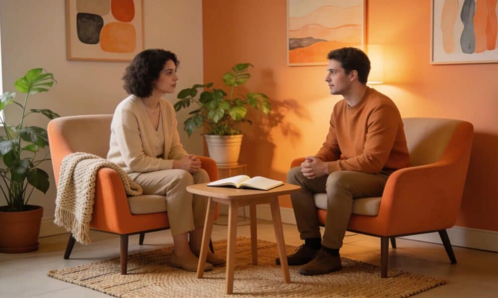 Couples therapy setting promoting trust and emotional healing