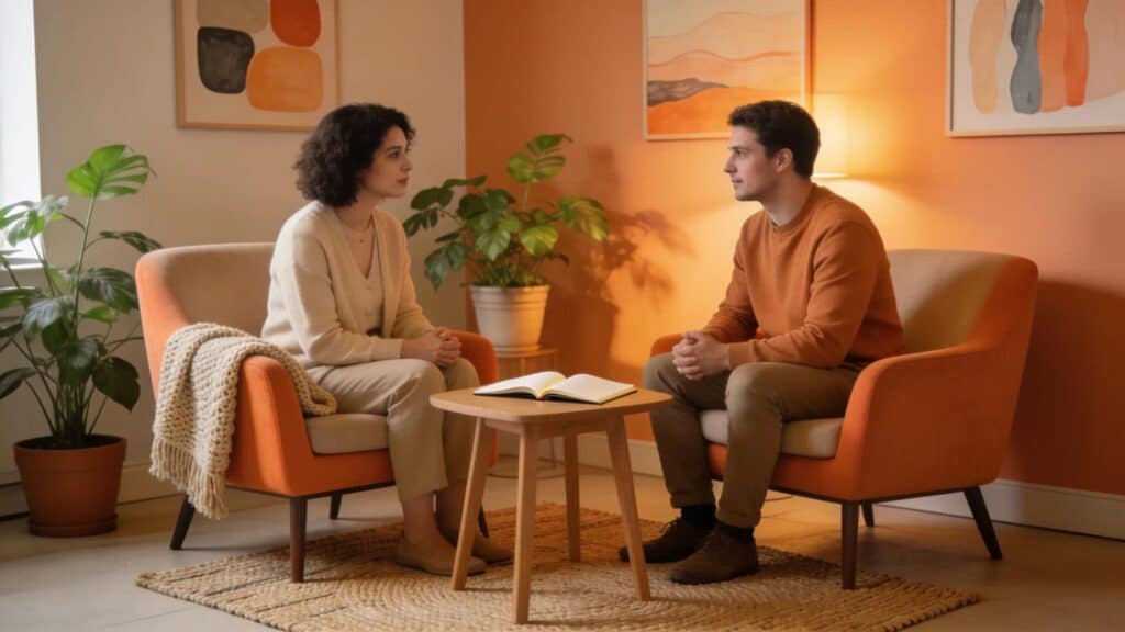 Couples therapy setting promoting trust and emotional healing