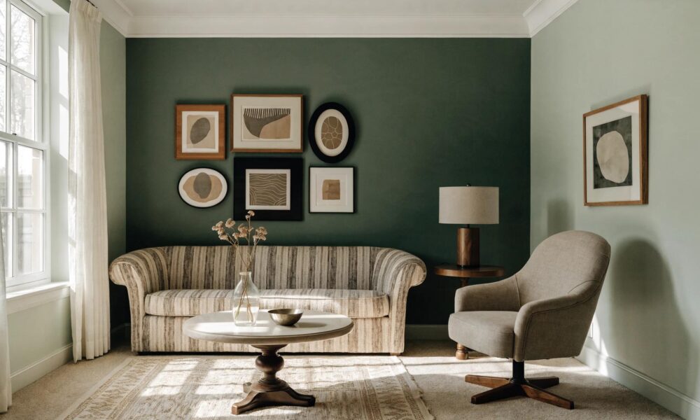 Therapy room setup for Cognitive Behavioral Therapy with soothing colors and comfortable seating