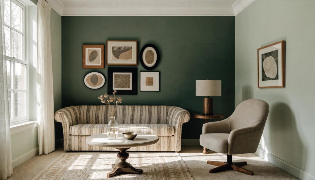 Therapy room setup for Cognitive Behavioral Therapy with soothing colors and comfortable seating