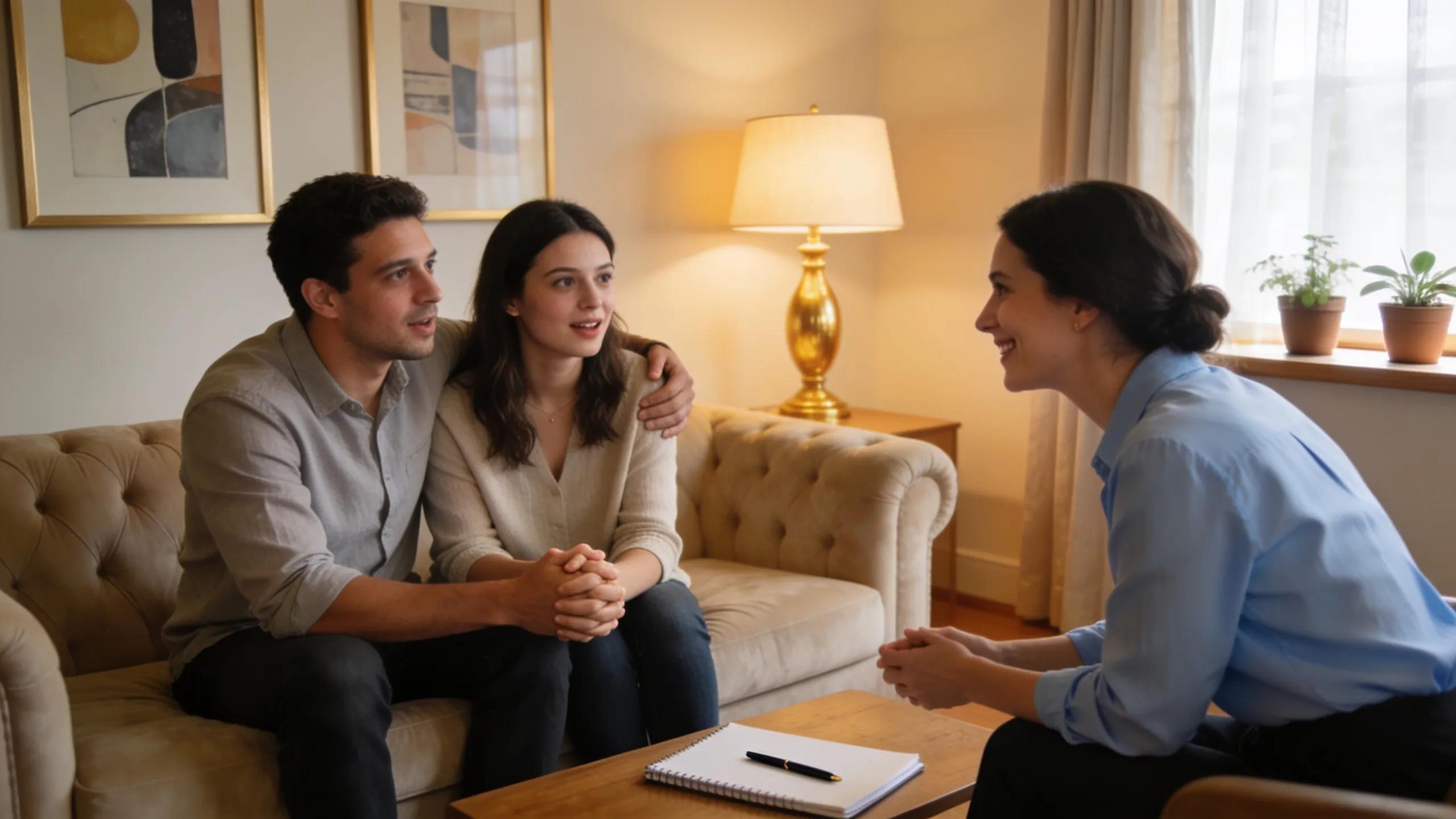 Couples therapy session focusing on stress management and communication