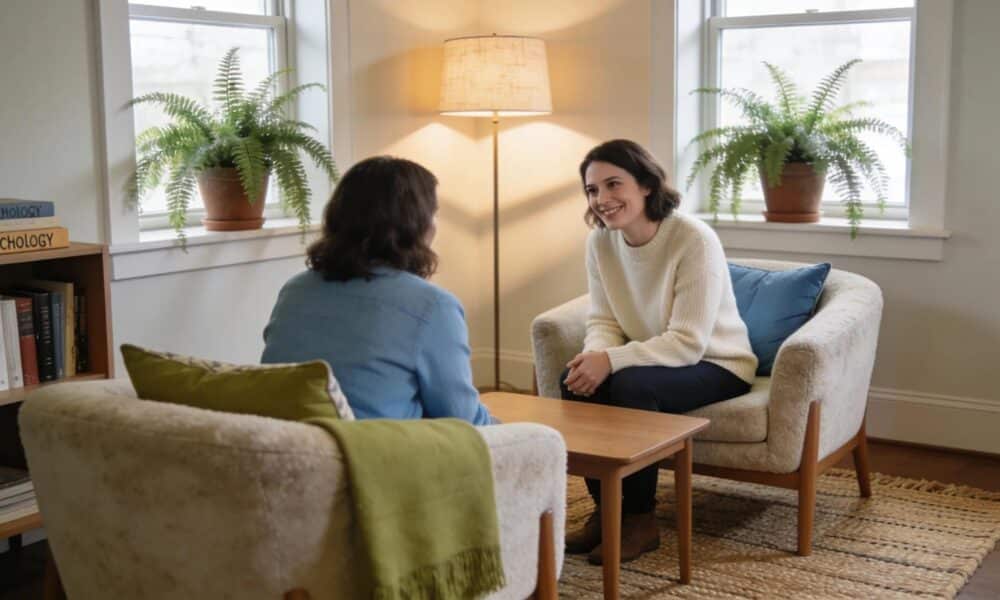 Therapy session in Bergen County showcasing a calming environment and support.