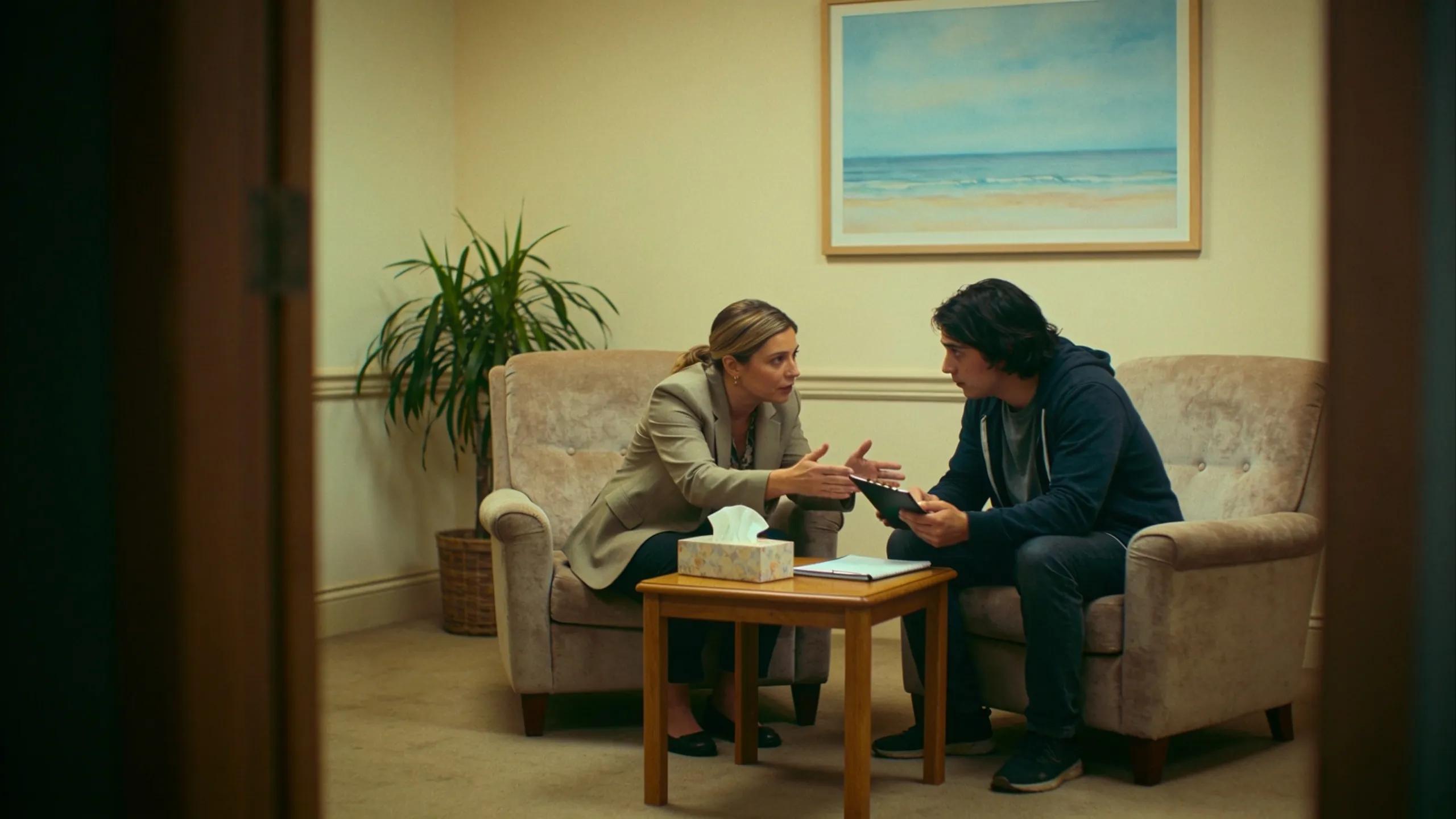 A therapist guiding a client through role-playing exercises to confront social anxiety.