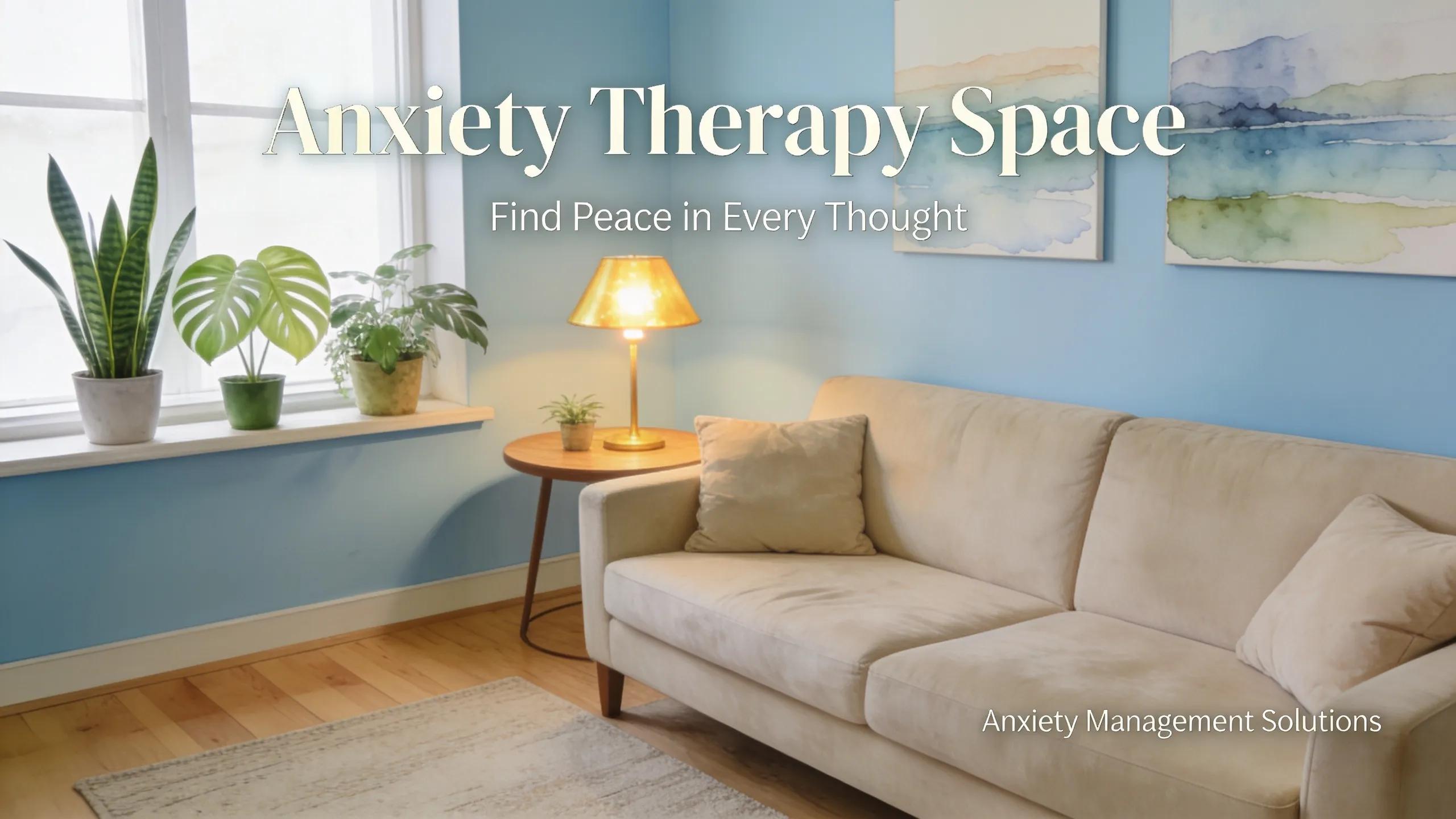 Therapy office setup for anxiety management emphasizing comfort and tranquility