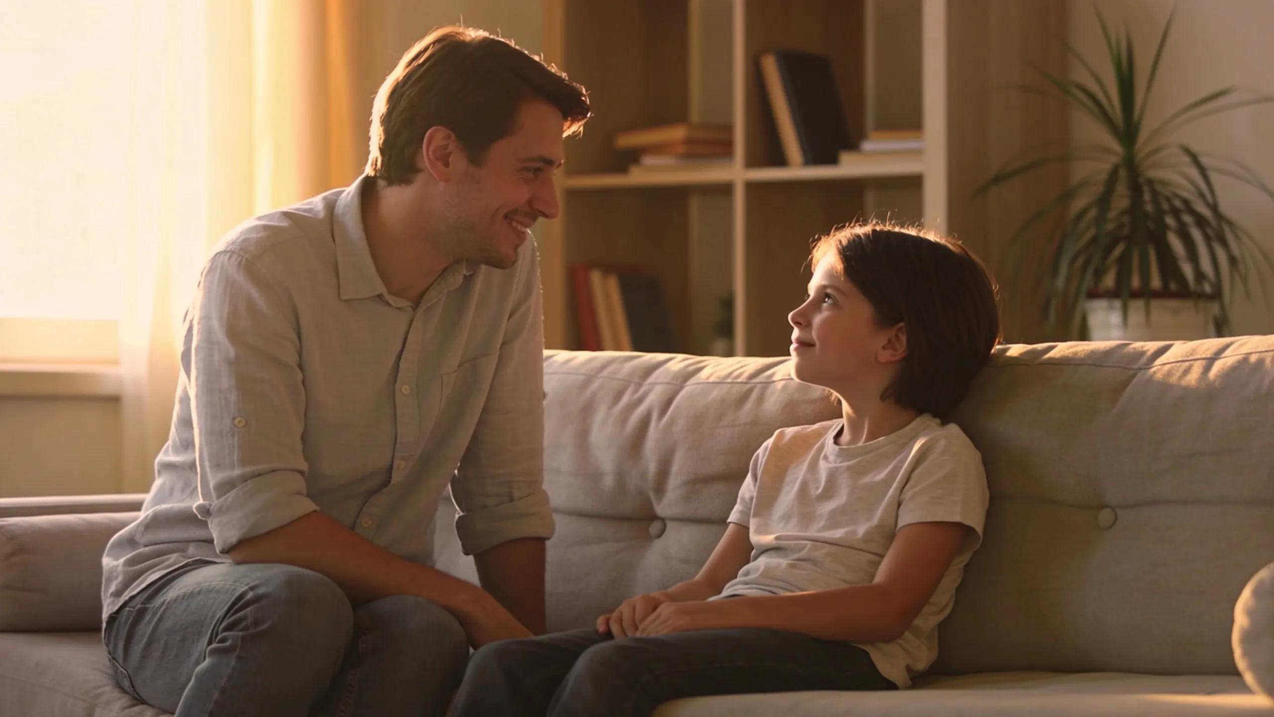 Parent and child using calm listening techniques