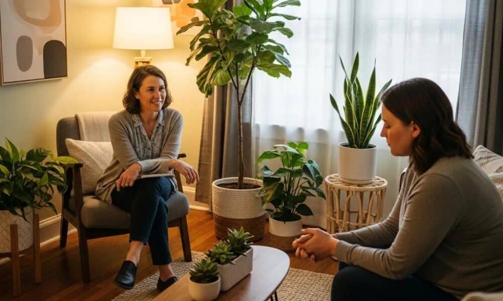 Therapy session illustrating psychodynamic therapy techniques and emotional exploration