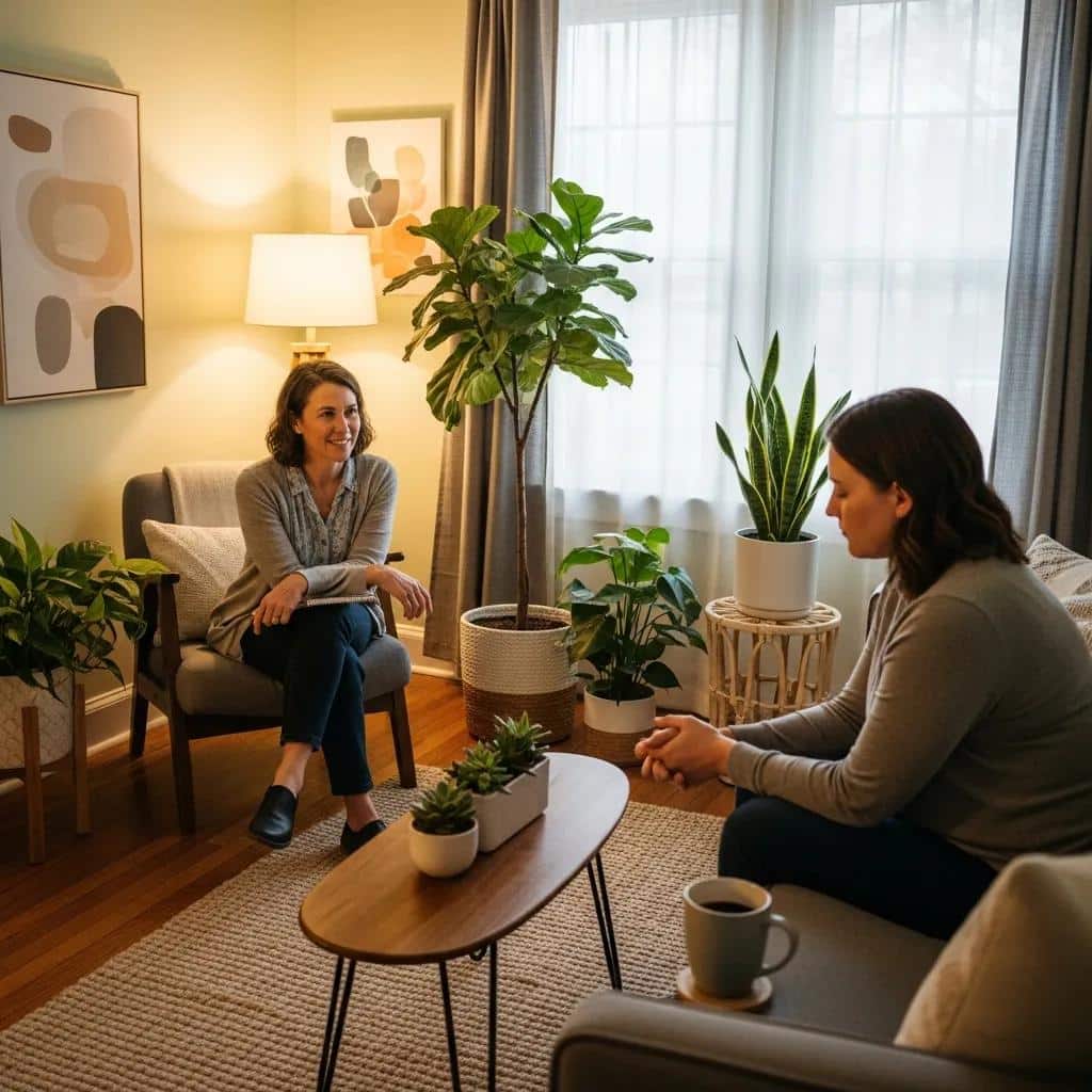 Therapy session illustrating psychodynamic therapy techniques and emotional exploration
