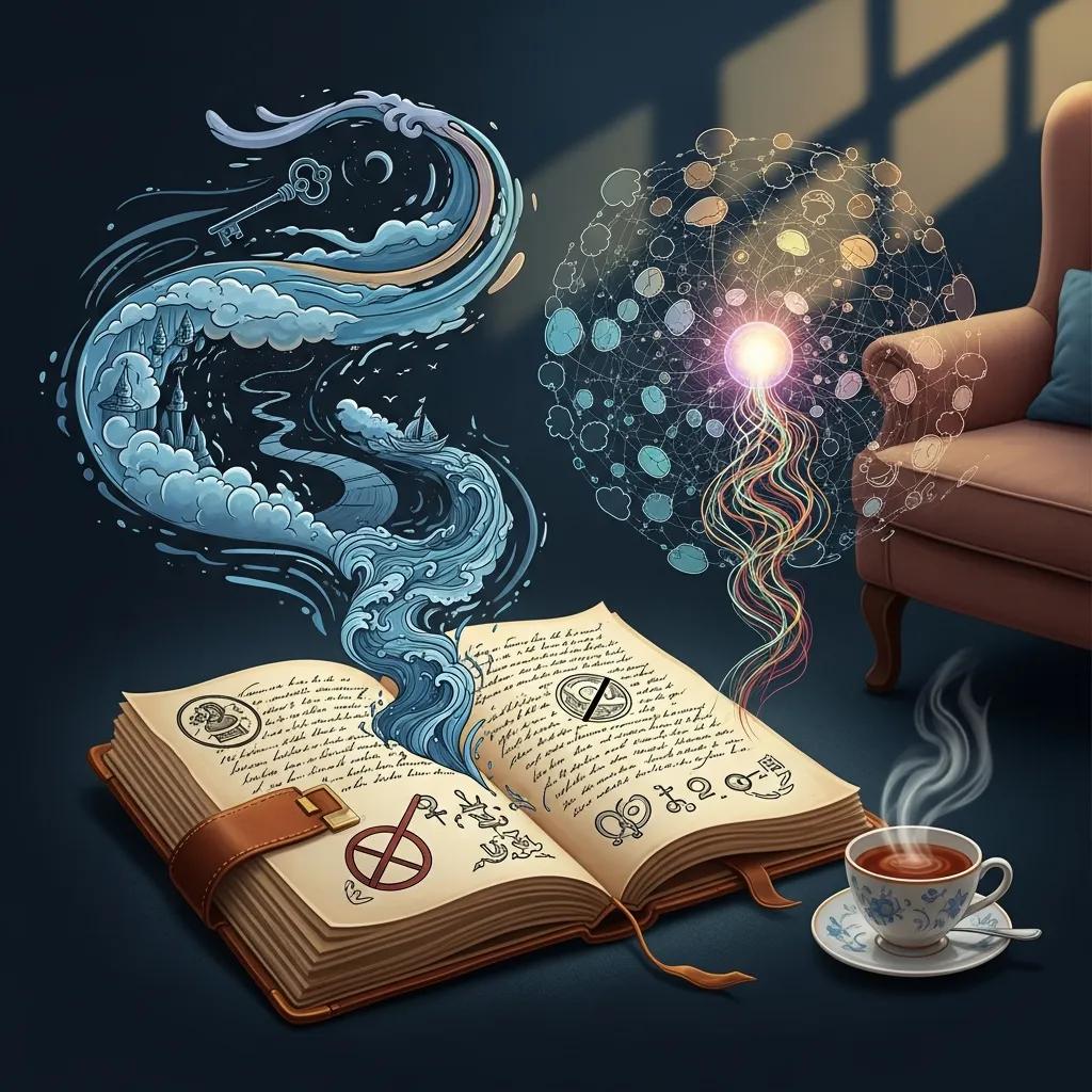 Visual representation of psychodynamic therapy techniques including dream analysis and free association