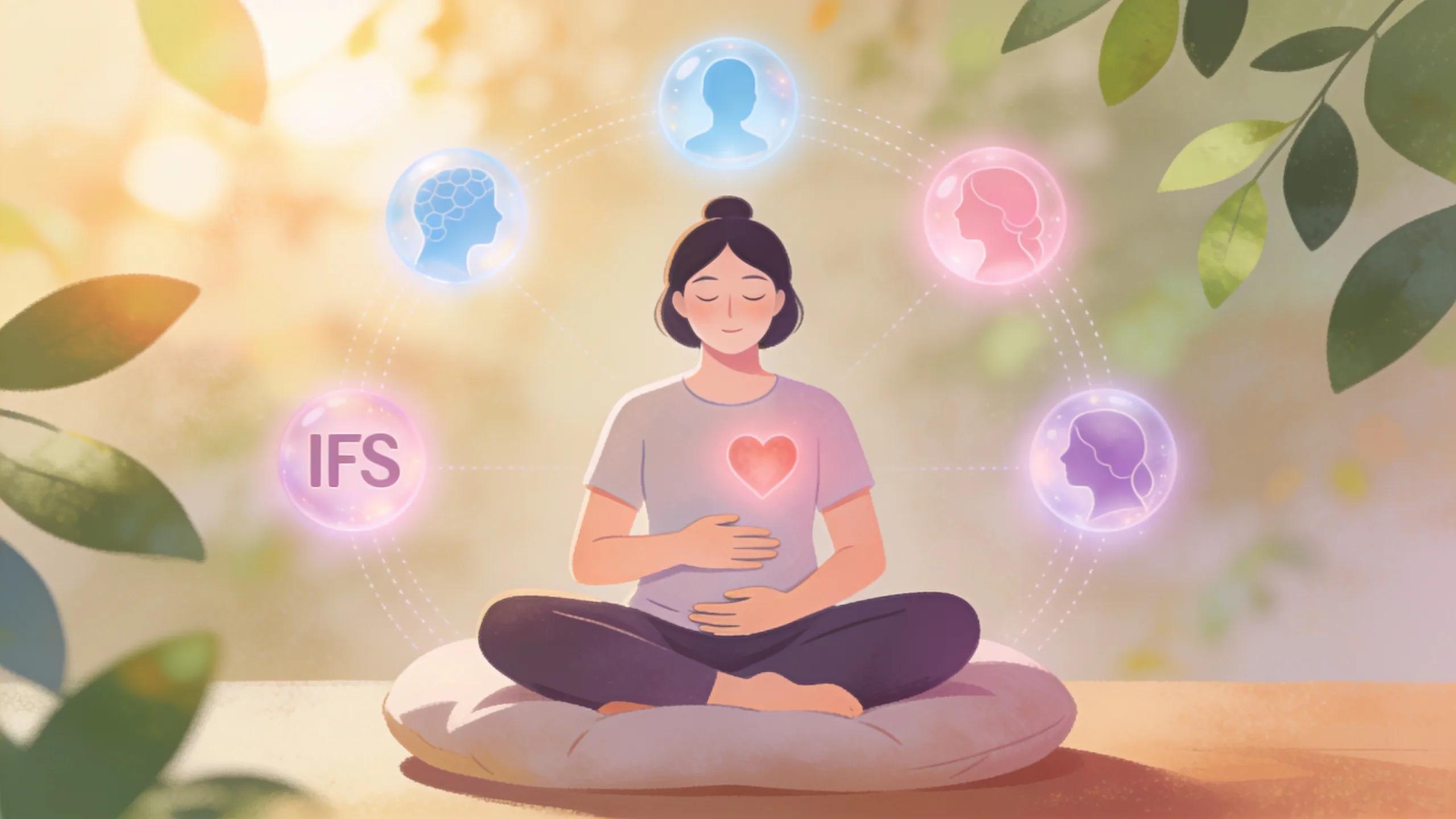 Individual practicing mindfulness for nervous system regulation, reflecting the combined benefits of somatic and IFS therapies