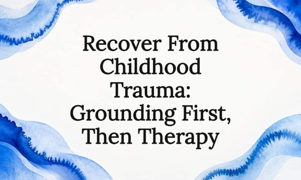 Watercolor frame around trauma recovery title