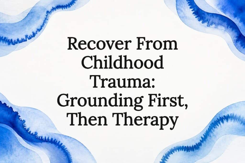 Watercolor frame around trauma recovery title